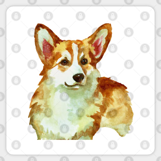 Pembroke Welsh Corgi Watercolor - Gift For Dog Lovers Sticker by Edd Paint Something